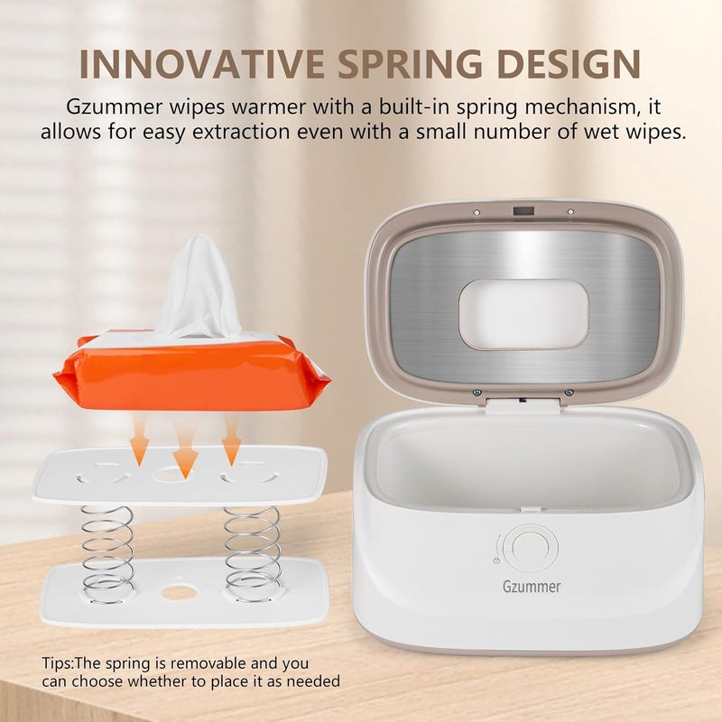 Gzummer Baby Wipe Warmer, Wipe Warmer and Baby Wet Wipes Dispenser, 3 Temperature Control Large Capacity Wipes Warmer for Babies with Night Light (Gray+White) - Image 2